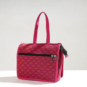 Pink Handcrafted Jacquard Cotton Hand Bag