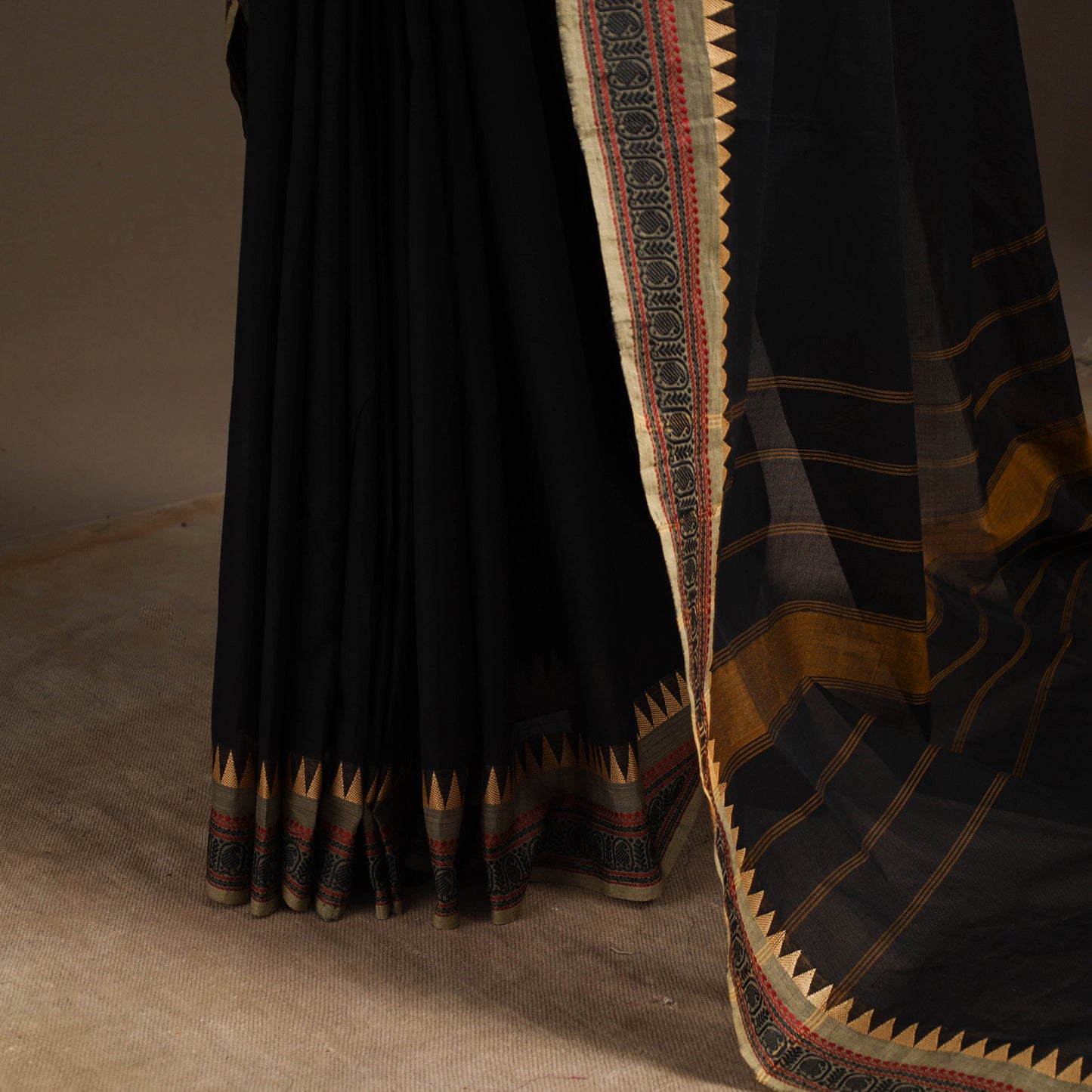 Black - kandangi chettinad cotton saree with border 71