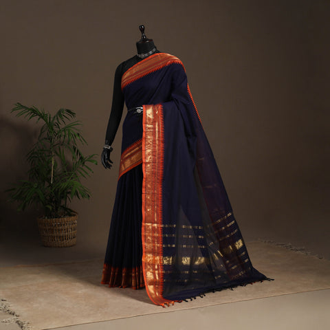 Blue - kandangi chettinad cotton saree with border 72