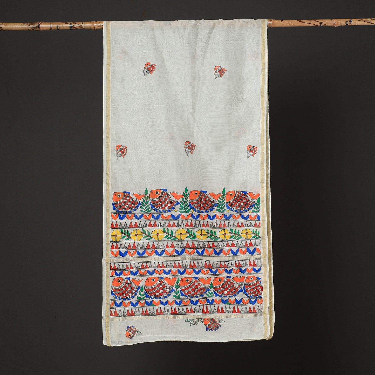 Multicolor - Madhubani Handpainted Chanderi Silk Handloom Stole