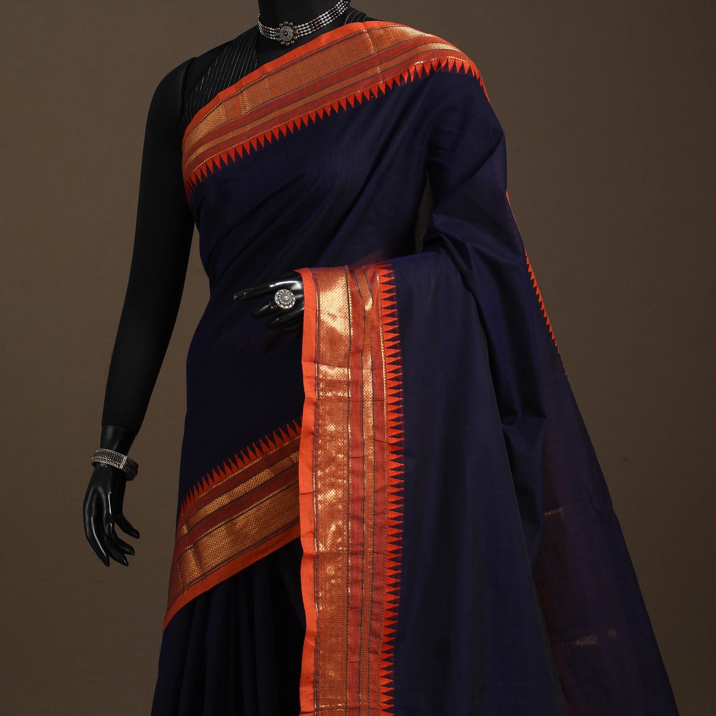 Blue - kandangi chettinad cotton saree with border 72