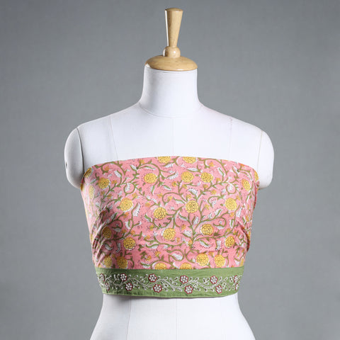 Buy Zardozi Hand Embroidered Sanganeri Cotton Blouse Piece Online at iTokri.com