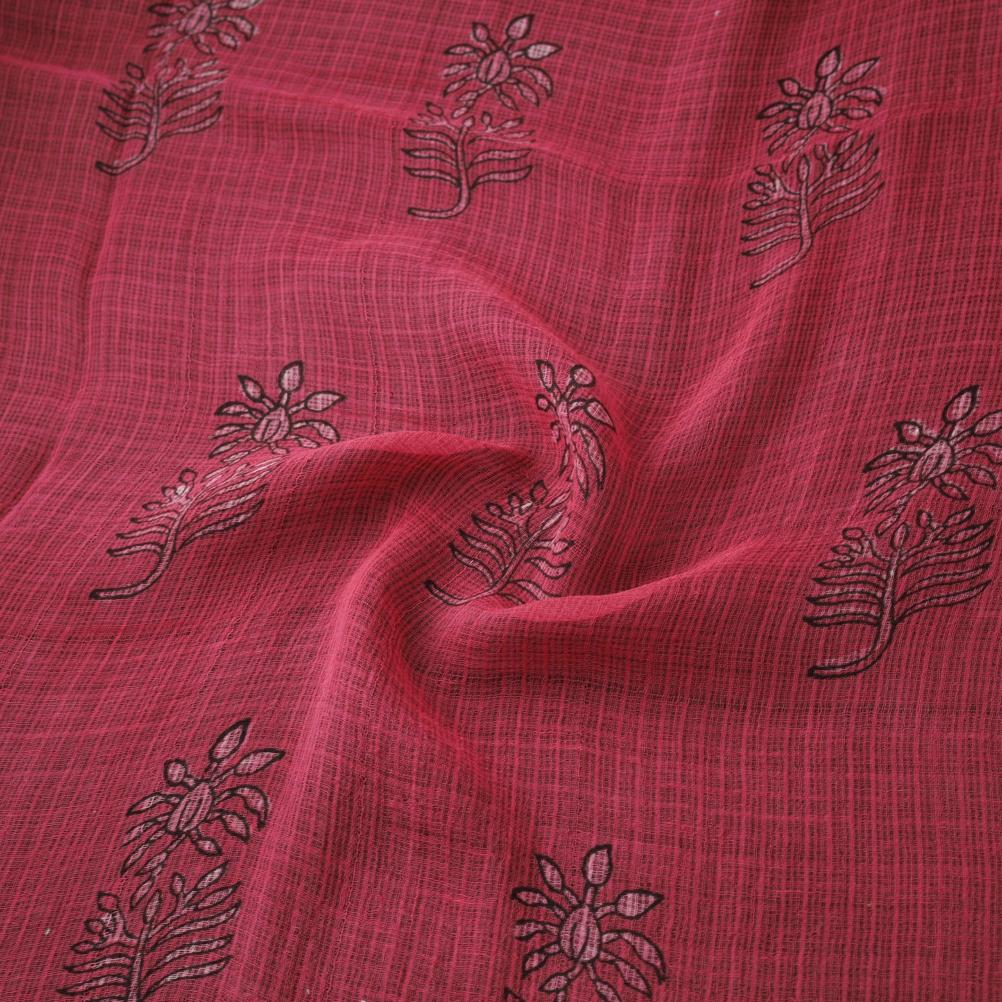 Pink - Akola Hand Block Print Kota Doria Cotton Fabric 23