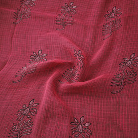 Pink - Akola Hand Block Print Kota Doria Cotton Fabric 23