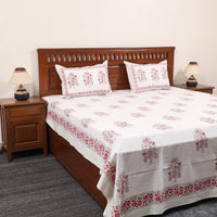 White - Pure Cotton Double Sanganeri Print Bed Cover Set 20