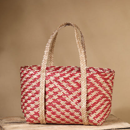 Pink - Handmade Water Hyacinth Shoulder Bag from Assam