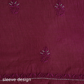 Pink Hand Embroidery 2pc Mul Chanderi Chikankari Dress Material