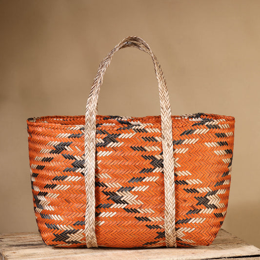 Orange - Handmade Water Hyacinth Shoulder Bag from Assam