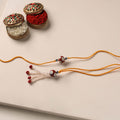 Handmade Blue Pottery & GS Bead Work Rakhi Lumba Set 30