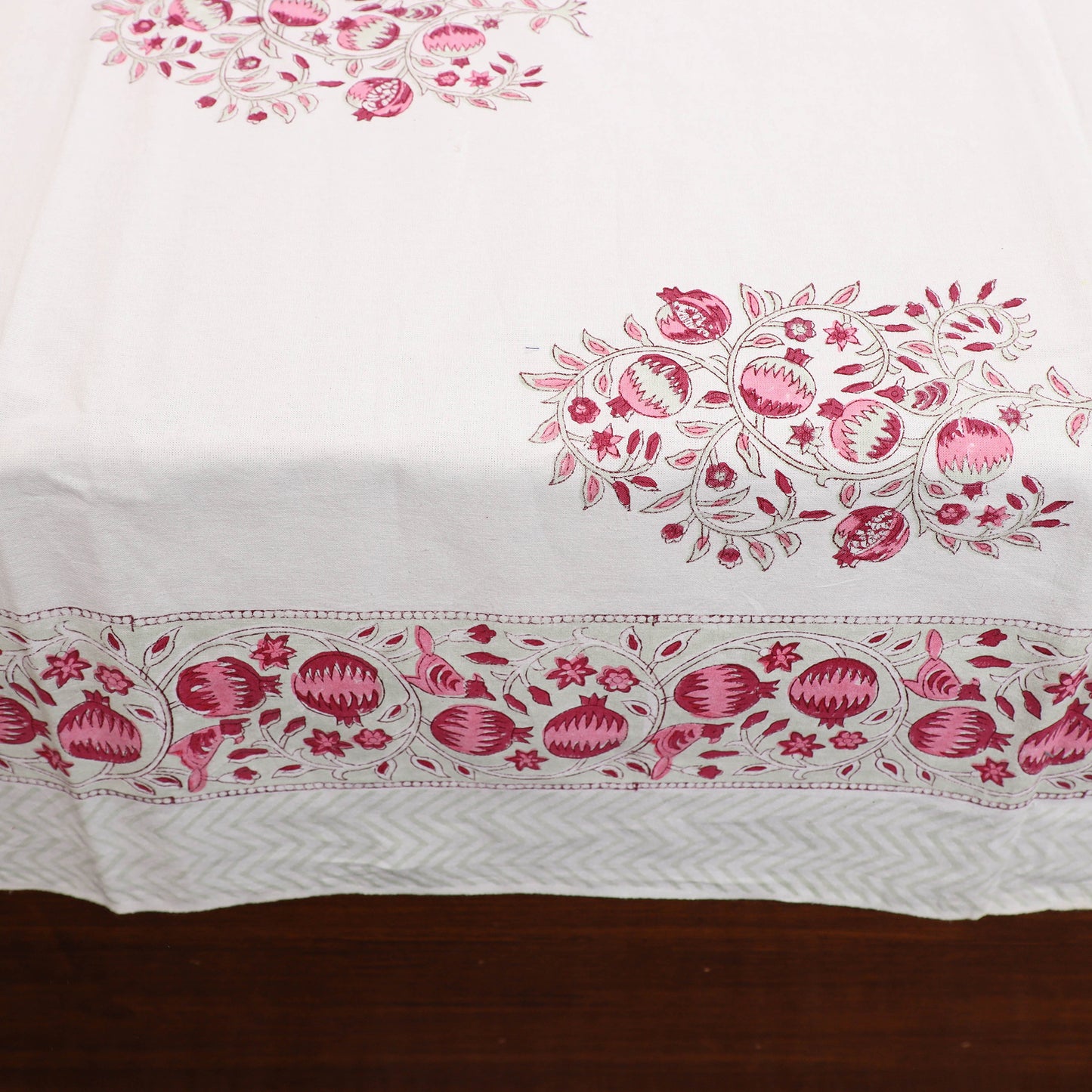 White - Pure Cotton Double Sanganeri Print Bed Cover Set 20