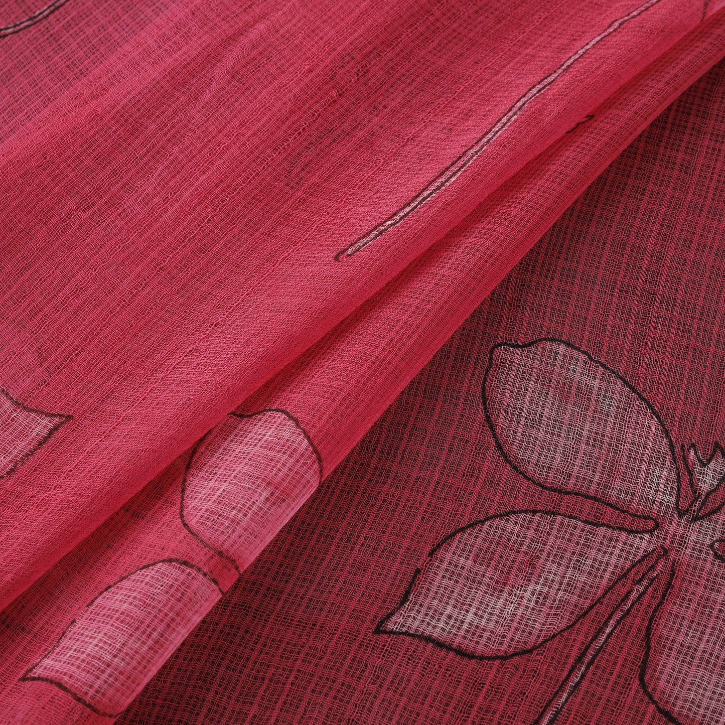 Pink - Akola Hand Block Print Kota Doria Cotton Fabric 25