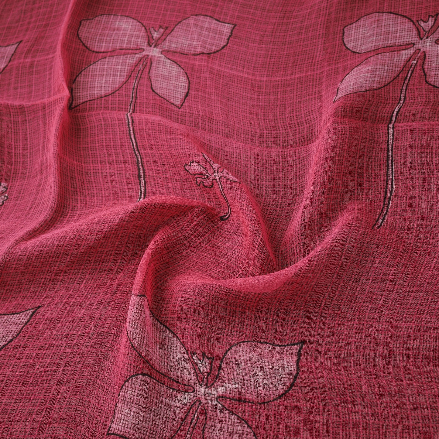 Pink - Akola Hand Block Print Kota Doria Cotton Fabric 25