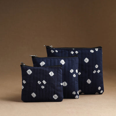 Blue - Set of 3 - Handmade Cotton Utility Pouches 01