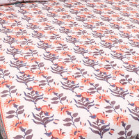 White - Pure Cotton Double Sanganeri Print Bed Cover Set 21