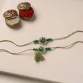 Handmade Blue Pottery & GS Bead Work Rakhi Lumba Set 35
