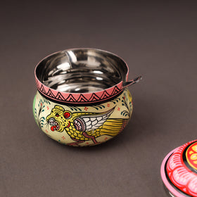 Odisha pattachitra handpainted stainless steel ghee pot