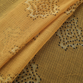 Yellow - Akola Hand Block Print Kota Doria Cotton Fabric 28