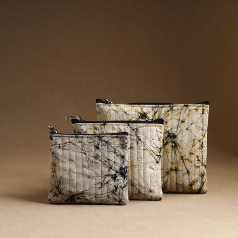 Beige - set of 3 - handmade cotton utility pouches 03