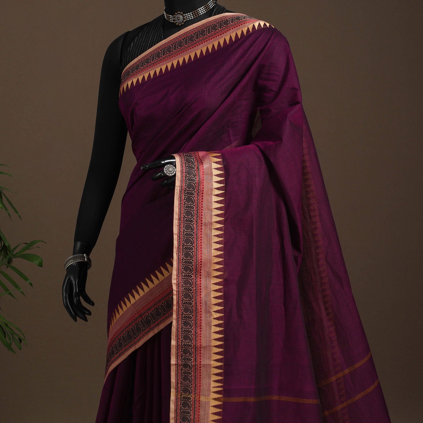 Purple - kandangi chettinad cotton saree with border 79