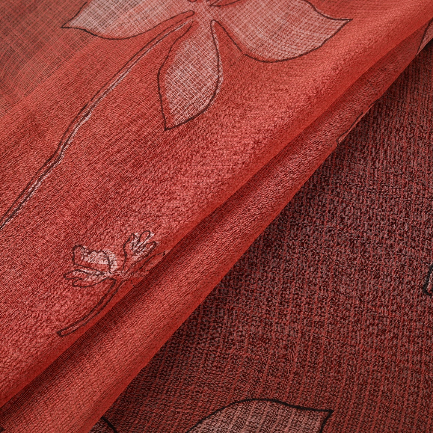 Red - Akola Hand Block Print Kota Doria Cotton Fabric 29