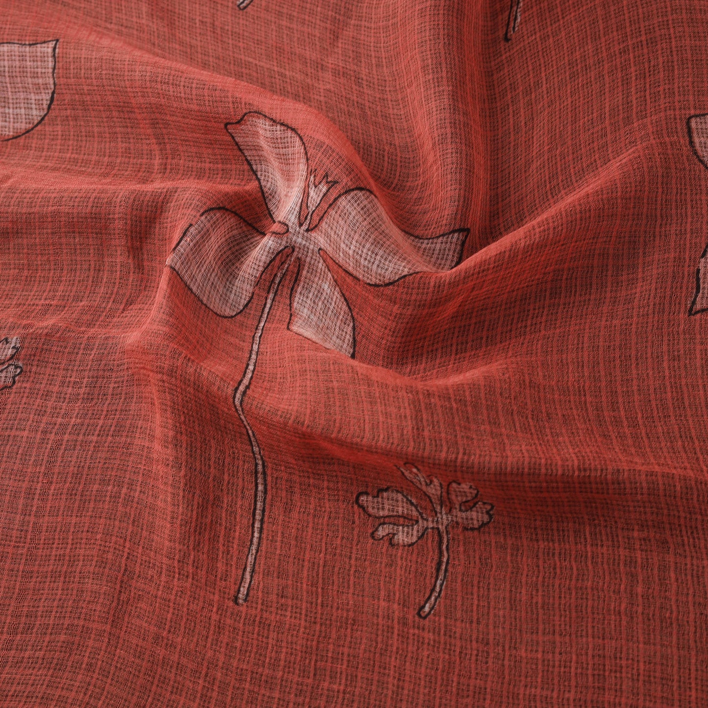 Red - Akola Hand Block Print Kota Doria Cotton Fabric 29