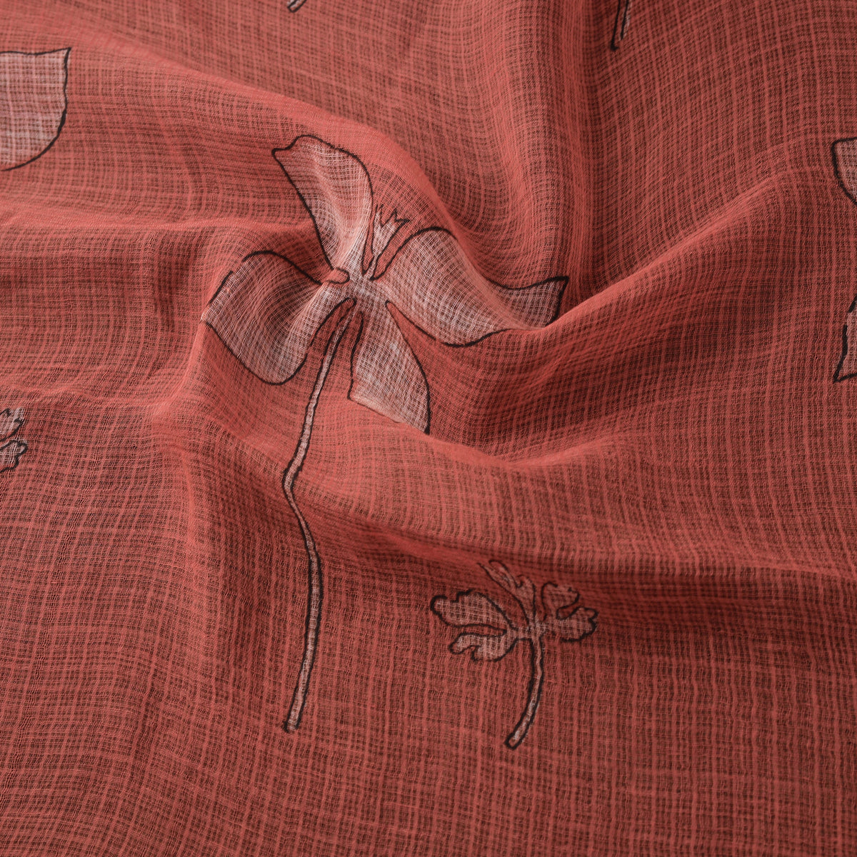 Red - Akola Hand Block Print Kota Doria Cotton Fabric 29