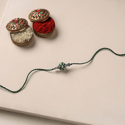 Handmade Blue Pottery & GS Bead Work Rakhi 02