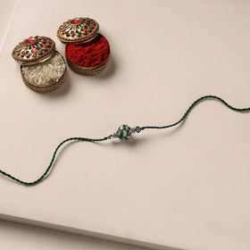 Handmade Blue Pottery & GS Bead Work Rakhi 02