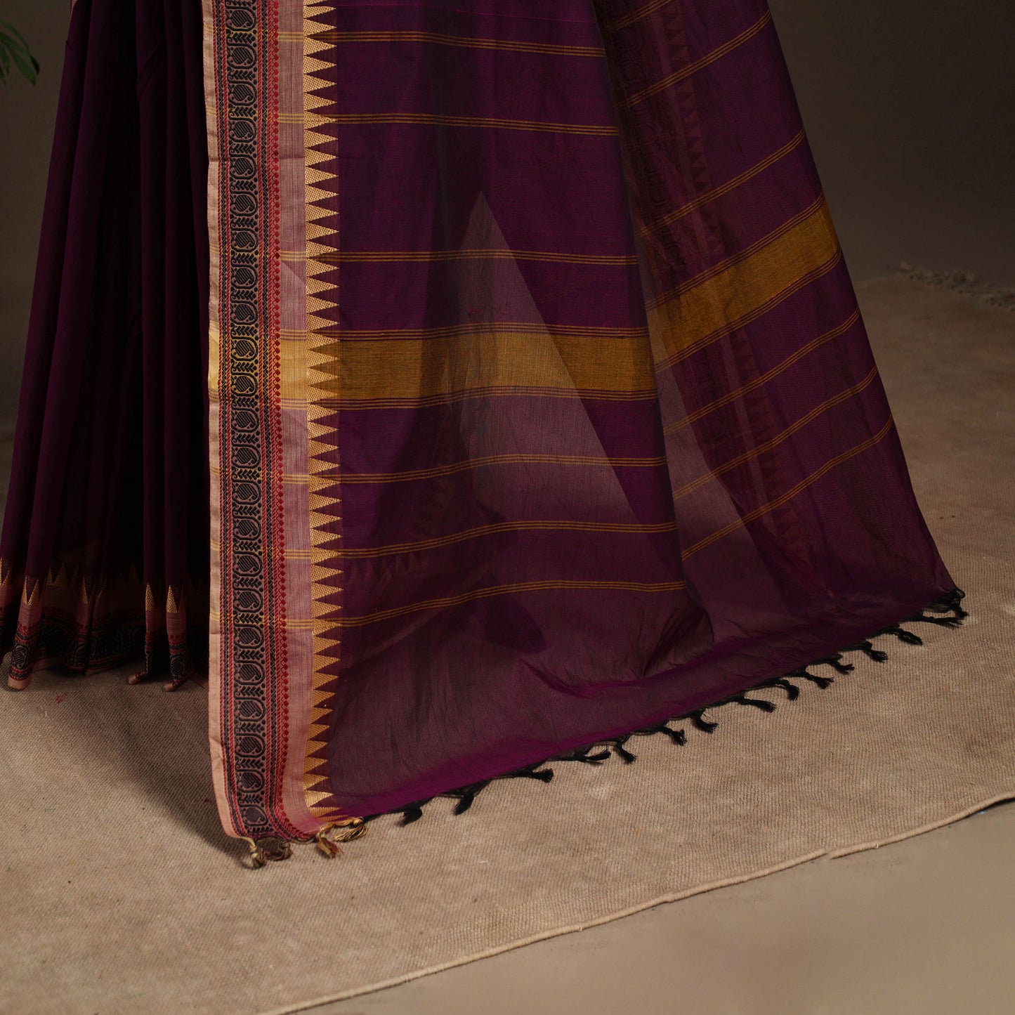 Purple - kandangi chettinad cotton saree with border 79