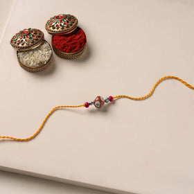 Handmade Blue Pottery & GS Bead Work Rakhi 03