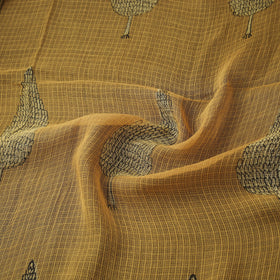 Yellow - Akola Hand Block Print Kota Doria Cotton Fabric 30