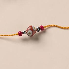 Handmade Blue Pottery & GS Bead Work Rakhi 03