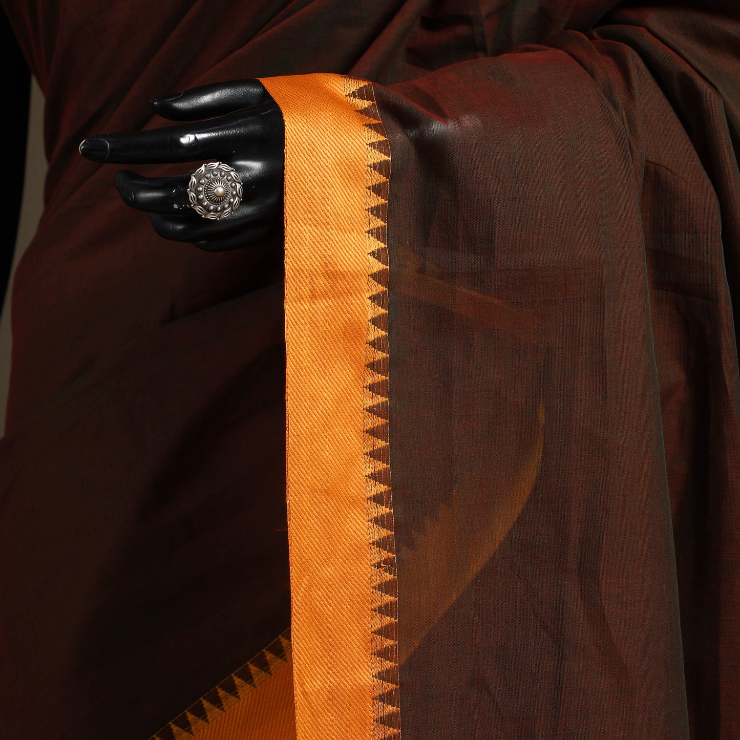 Brown - kandangi chettinad cotton saree with border 78