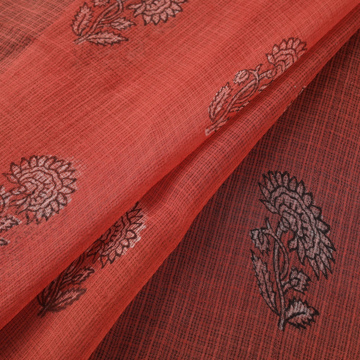 Red - Akola Hand Block Print Kota Doria Cotton Fabric 31
