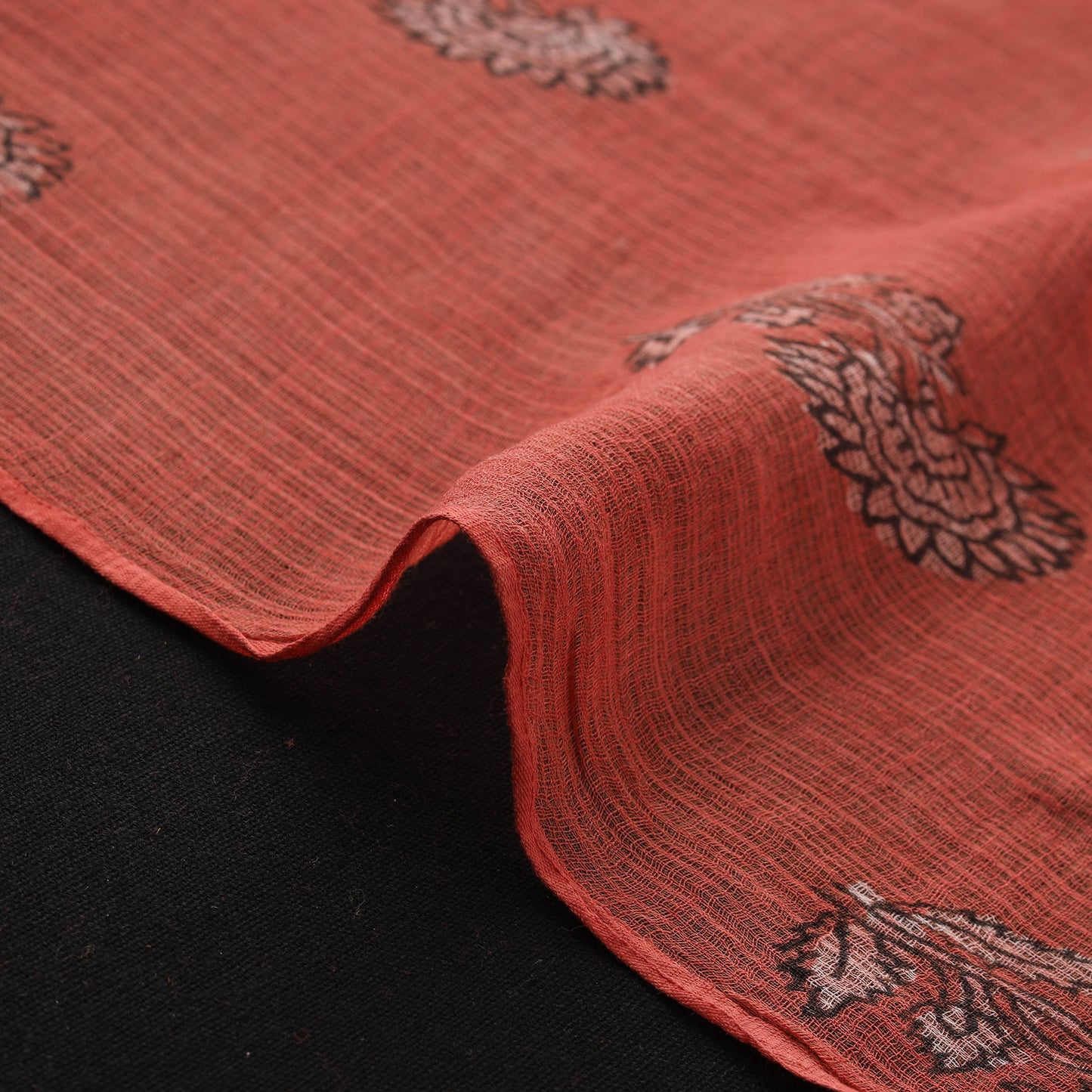 Red - Akola Hand Block Print Kota Doria Cotton Fabric 31