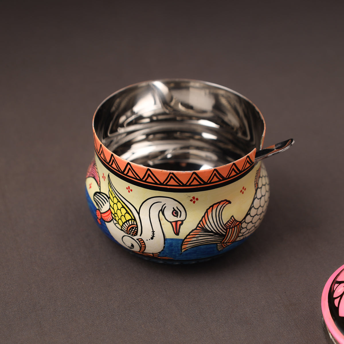 Odisha Pattachitra Handpainted Stainless Steel Ghee Pot 44