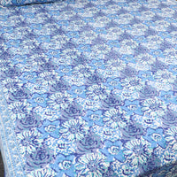 Blue - Pure Cotton Double Sanganeri Print Bed Cover Set 23