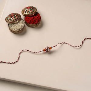 Multicolor - Handmade Blue Pottery & GS Bead Work Rakhi 06