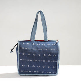 Blue Handcrafted Jacquard Cotton Hand Bag