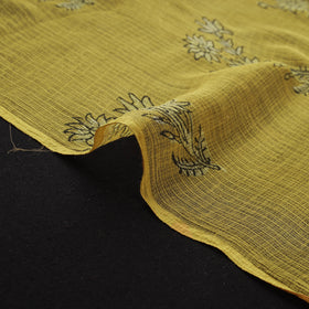 Yellow - Akola Hand Block Print Kota Doria Cotton Fabric 32