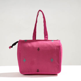 Pink Handcrafted Jacquard Cotton Hand Bag
