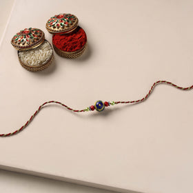 Handmade Blue Pottery & GS Bead Work Rakhi 10