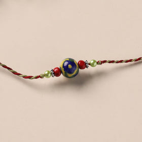 Handmade Blue Pottery & GS Bead Work Rakhi 10