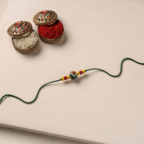 Handmade Blue Pottery & GS Bead Work Rakhi 11