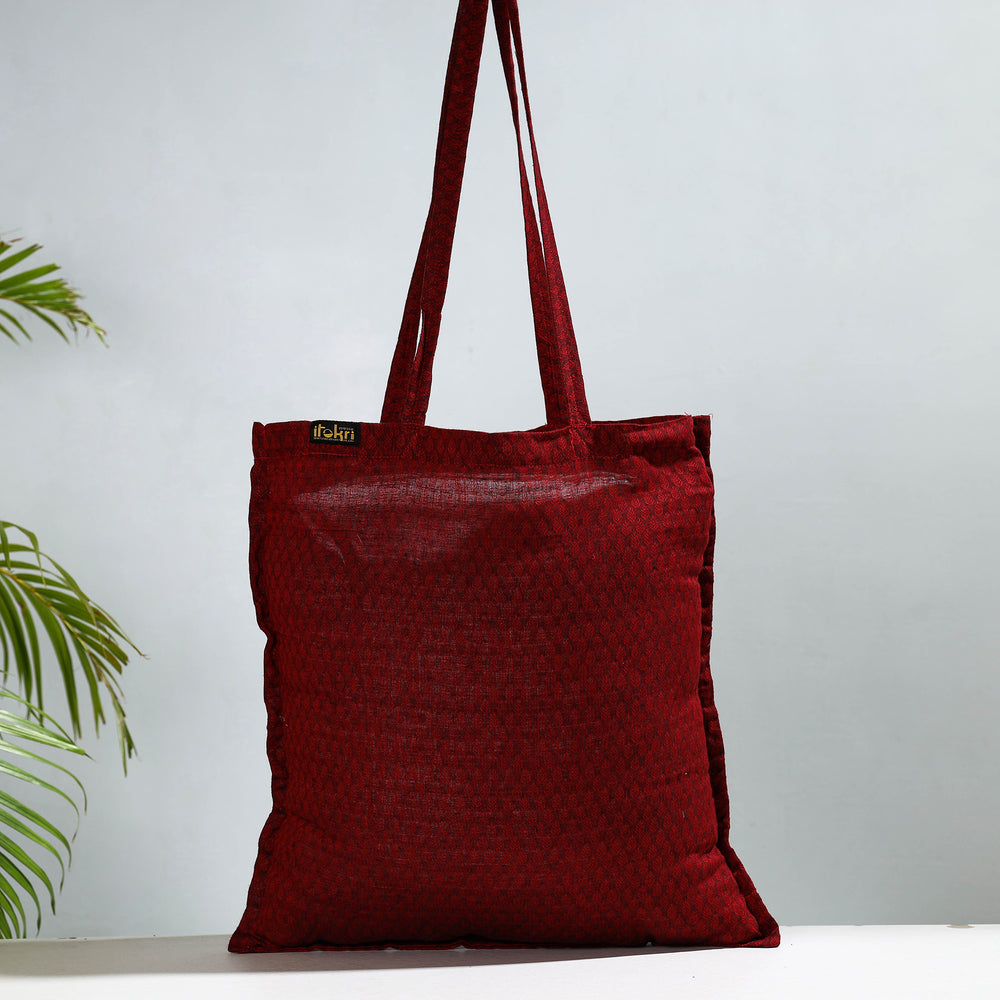 Maroon - Jacquard Cotton Jhola Bag