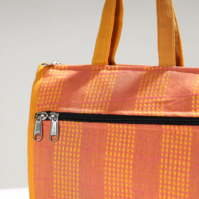 Peach Handcrafted Jacquard Cotton Hand Bag