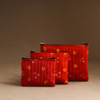 Orange - Set of 3 - Handmade Cotton Utility Pouches 08