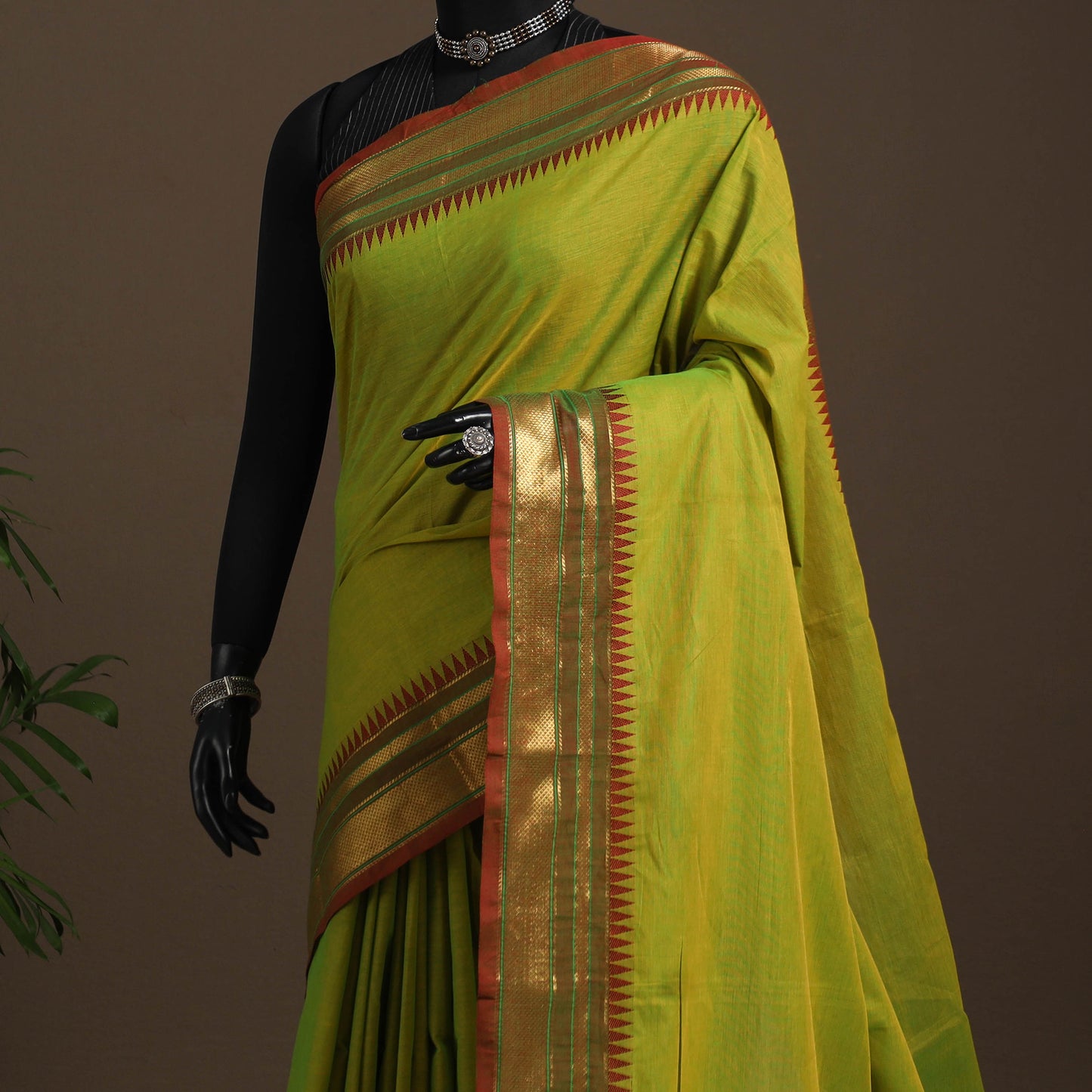 Green - kandangi chettinad cotton saree with border 75