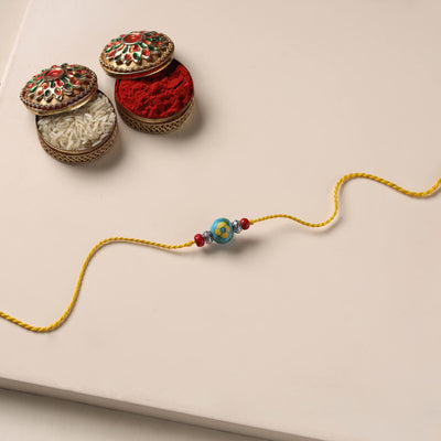 Handmade Blue Pottery & GS Bead Work Rakhi 13