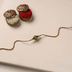 Maroon - Handmade Blue Pottery & GS Bead Work Rakhi 14
